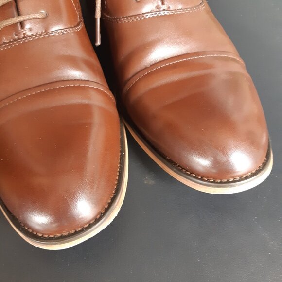 Bruno Marc SZ 9.5 Louis-2 Chestnut Men's Leather Cap Toe Oxford Shoes - Picture 8 of 15